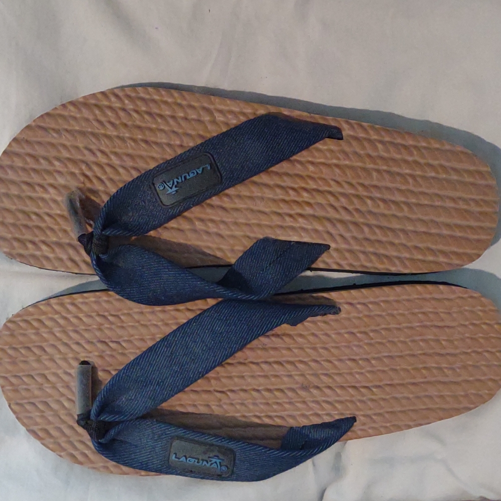 Laguna flip flops in blue.  Nearly new.